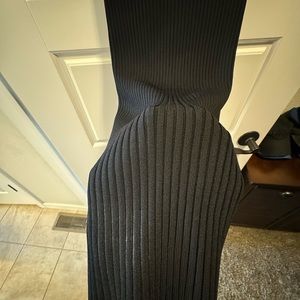 Maje shoulderless black ribbed dress